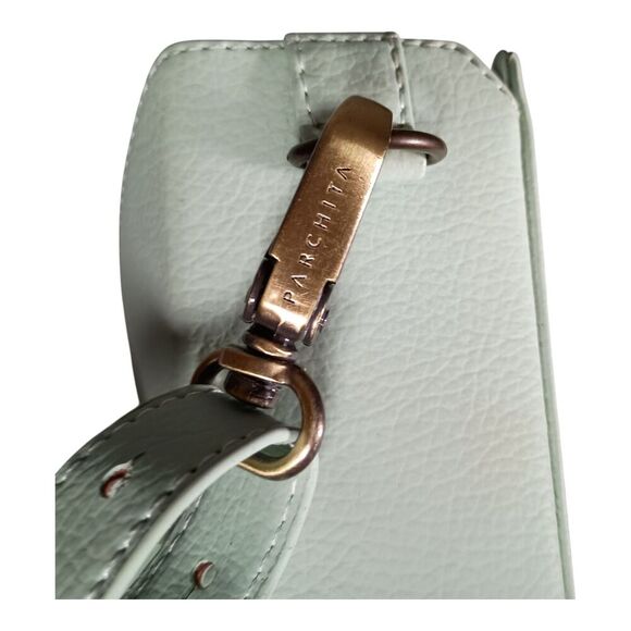 Parchita Shoulder Bag Purse Detachable Strap Mint Green Mini Vegan Leather - Picture 10 of 13